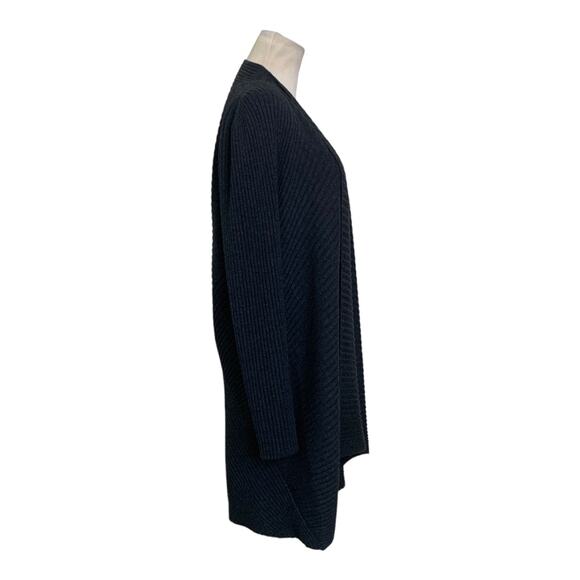 Eileen Fisher gray wool long sleeves open front cardigan sweater size large - Picture 9 of 15
